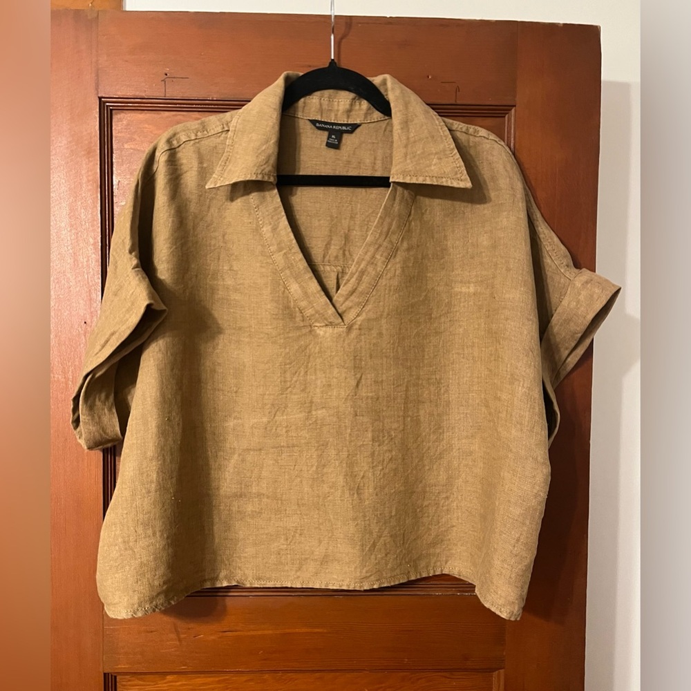 Tan Linen Women's Top